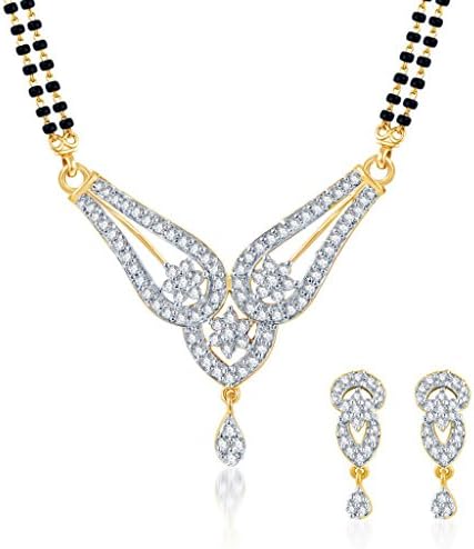Gleaming CZ Gold and Rhodium Plated Mangalsutra Set Fashion Jewellery India