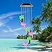 AceList Changing Color Solar Powered Plastics Flamingo Tree Wind Chime Wind Moblie LED Light, Spiral Spinner Windchime Portable Outdoor Chime for Patio, Deck, Yard, Garden, Home,