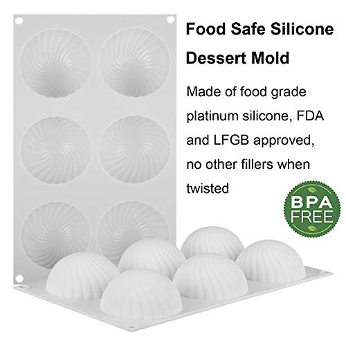 Joho 3D Silicone Baking Molds Cakes,Silicone Molds for Mousse Cake,Dessert Mold for Chocolate Pudding Pastry,Swirl Shapes,6-Cavity - Thumbnail 2