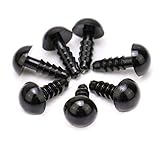 JETEHO 100 pcs Plastic Safety Eyes Solid Black Eyes with Washers for Bear Doll Puppet Plush Animal (10mm)