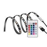 BEILAI Bias Lighting TV Backlight for HDTV USB RGB LED Strip Lights[Waterproof] 60LEDs Accent Lighting Backlight Kit with 24 Key Remote Controller for Flat Screen TV LCD, Desktop PC (1m,5050)