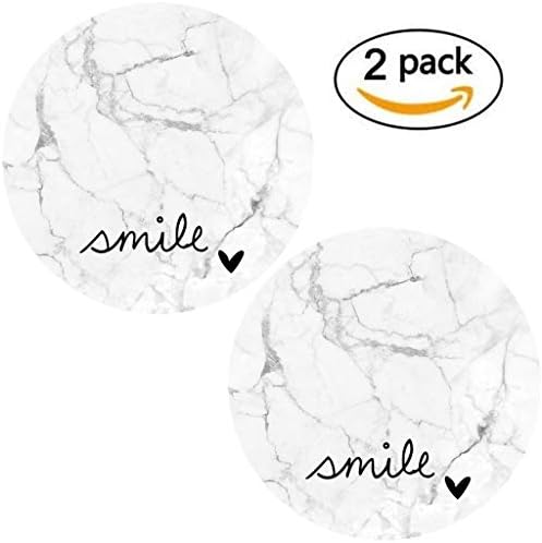njsaax 2 Pack Stretch Phone Holder Expanding Stand and Grip for Smartphones and Tablets - White Marble Black Smile Heart