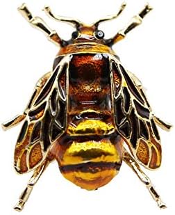 Tuipong Honey Bee Fly Insect Brooch,Fashion Elegant Enamel Brooch Pin Scarves Shawl Clip for Women's Ladies Jewelry,Christmas Ornament Gift - Yellow