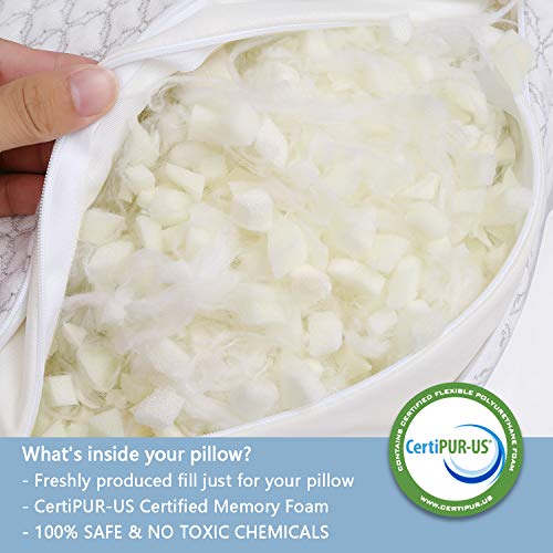 KUNPENG Shredded Memory Foam Bed Pillows for Sleeping - Cooling Pillow Hypoallergenic with Premium Washable Cover for Back Stomach Side Sleepers Firm Soft Adjustable - CertiPUR-US - Queen - Thumbnail 2