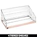 mDesign Modern Makeup Organiser 4 Compartment Cosmetics Storage Transparent & Rose Gold