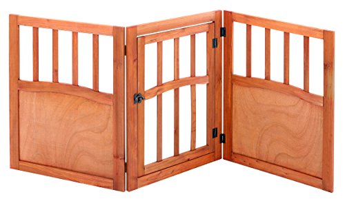 51.5'' Indoor/Outdoor Free Standing Solid Wood 3 Panel Folding Pet Gate with Door