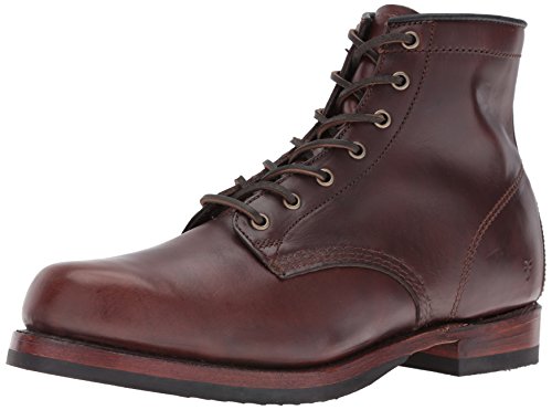 FRYE Men's John Addison Lace Up Combat Boot, 87083-Dark Brown, 10 D US