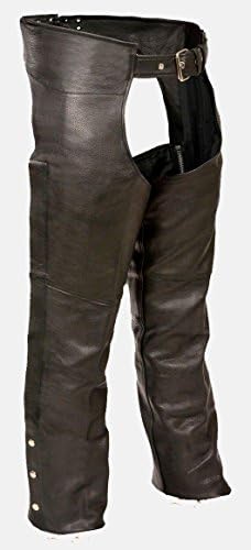 Shaf MEN'S MOTORCYCLE MOTORBIKE CLASSIC GENUINE LEATHER RIDING CHAP PANTS AMAZING $$ (XL Regular)