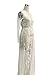Saslax Women's Deep V-Neck Long Sleeve Lace See-through Wedding Maxi Dress,White,3X
