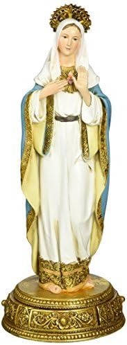 Heavenly Protectors Joseph's Studio by Roman Exclusive Immaculate Heart of Mary Figurine on Gold Base with a Drawer That Contains a Prayer to The Saint, 10.25-Inch by Heavenly Protectors