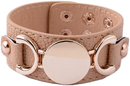 Rainbery PU Leather Cuff Bracelet for Monogram (Camel Gold)