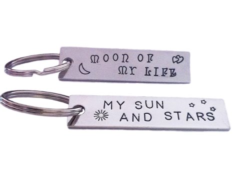 2 Matching Key Ring Set  Moon Of My Life and  My Sun and Stars