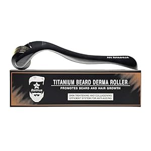 Beard-Growth-Roller-540-025MM-Titanium-Needles-Derma-Roller-for-Men-Matte-Black-Beard-Roller-Stimulate-Beard-and-Hair-Growth-Microneedle-Roller Beard Growth Roller | 540 0.25MM Titanium Needles | Derma Roller for Men | Matte Black Beard Roller | Stimulate Beard…