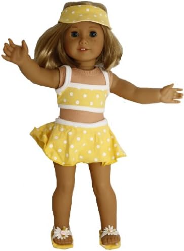 BUYS BY BELLA Yellow Polka Dot Bikini Set for 18 Inch Dolls Like American Girl