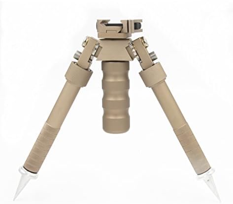 JINSE Bipod Picatinny Rail Quick Release Folding Swivel Adjustable 6.5-9 Inches with Spikes (Brown)