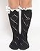 FAYBOX Lace Ruffles Buttons Hollow Kids' Girl Boot Socks Knit Leg Warmers BLK