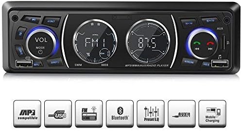 Ironpeas Car Stereo Receiver with Bluetooth, Single Din Univeral Car Radio, USB/TF Slot/FM/WMA/MP3 Player, Wireless Remote Control Included