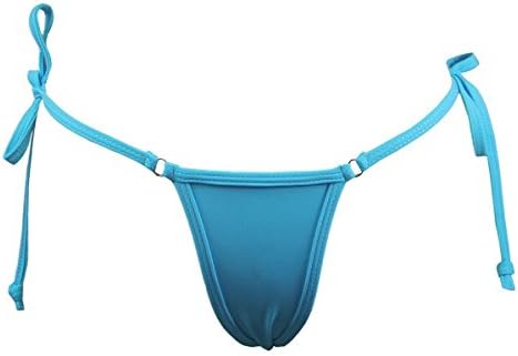 Women's Brazilian V-style Tie Side Bikini Bottom Thong Swimwear BlueX-L