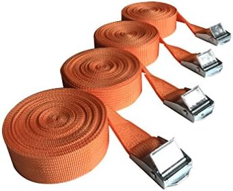 Nihoooo Cargo Sturdy Lashing Strap - 4 Pack 12 ft Heavy Duty Ratcheting Tie Down Straps - Padded Cam Siainless Lock Buckler - Car Luggage Kayak Trailer Camper Motorcycle (Yellow)