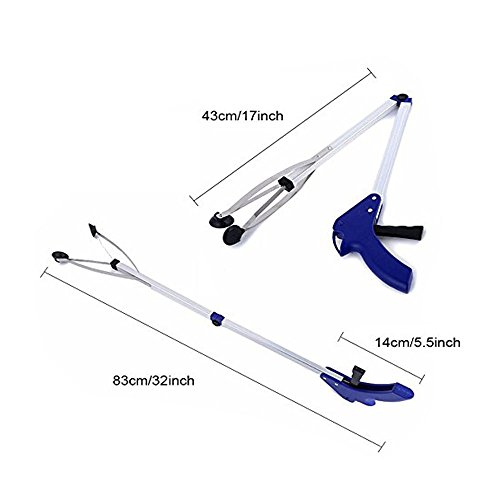 WarmClean Foldable Trash Picker, 32 inch Lightweight Aluminum Clean Tool Grabber for Pregnant Elder Disabled Hotel Garden Pool Reaching Assistant Litter Nabber Pick Up Arm Extension Reacher - Thumbnail 6