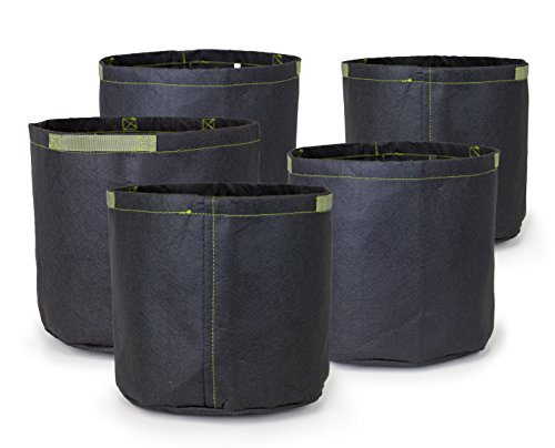 247Garden Aeration Fabric Pots/Plant Grow Bags w/Handles (Multi-Pack) (5-Gallon, Black w/Short Handles)