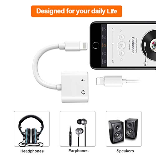 For iPhone 3.5mm Headphone Jack Adapter for iPhone Xs/Xs Max/XR/ 8/8 Plus / 7/7 Plus Headphone Splitter Adapter for iPhone Dongle 2 in 1 Chargers & Audio Connector Charger Cable Support All IOS System - Thumbnail 4