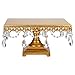 Amalfi Decor 12 Inch Square Cake Stand, Dessert Cupcake Pastry Candy Display Plate for Wedding Event Birthday Party, Metal Pedestal Holder with Crystals, Gold