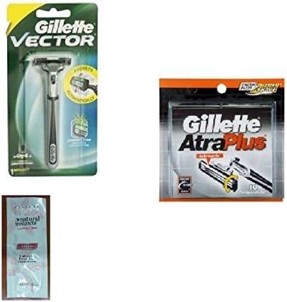Vector Plus Razor Handle (Made in Thailand) + Atra Plus Refill Razor Blades 10 ct with FREE Loving Color trial size conditioner
