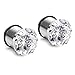 Longbeauty 10mm 00g Stainless Steel Prong Set Clear CZ Ear Plugs Tunnels Stretcher Expander Piercing Gauges with O-Ring