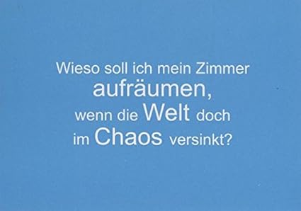 Postkarte Sprüche lustig Wieso soll ich mein Zimmer aufräumen, wenn