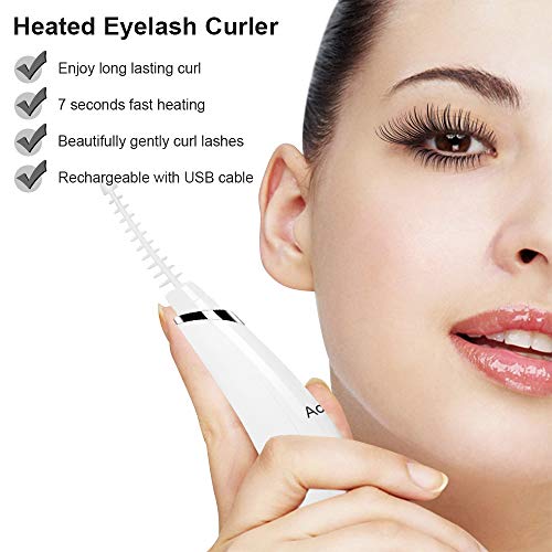 Heated Eyelash Curler, Acavado Electric Eyelash Curler Electronic Eye Lashes Curling Comb Quick Heating Long Lasting USB Rechargeable Natural - Thumbnail 3