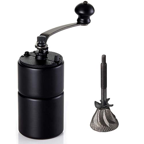 AKIRAKOKI Manuelle Kaffeebohnenmühle Holzmühle mit Gusseisen-Fräs, Handkurbel, tragbare Reise, Camping, verstellbar…