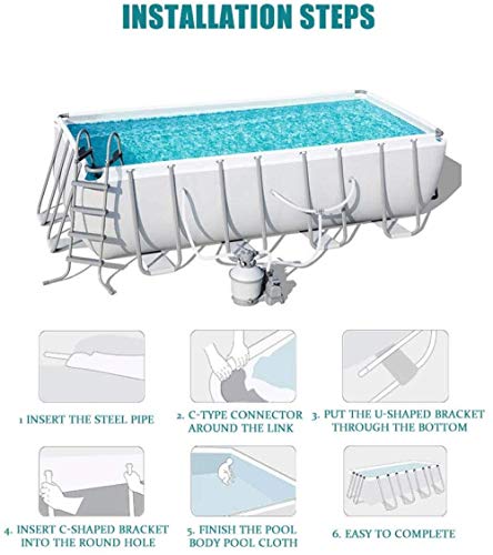 JWCN 13ft X 79ft X 39in Rechteckiger Rahmen Swimmingpool Set mit Pumpenfamilien Großes Planschbecken Privater Pool Sommerwasserspielpool Uptodate – Bild 3