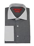 Gino Valentino Mens Stripe Dress Shirt Cotton Spread Collar French Cuff