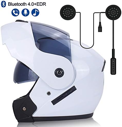 Oeyal Motorcycle Street Bike Modular/Flip up Dual Visor/Sun Shield Full Face Helmet w/Bluetooth Headset