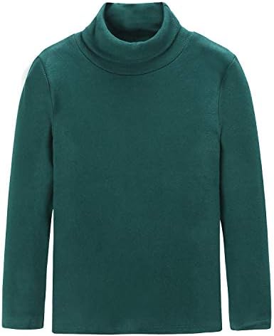 CUNYI Boys Girls Turtleneck Long Sleeve Soft Cotton T-Shirts Solid Color Warm Tops