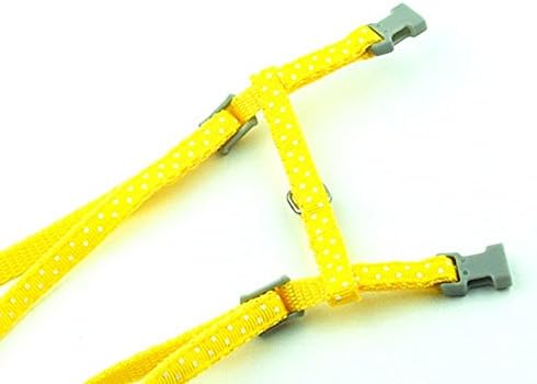 SMALLLEE_LUCKY_STORE Pet Cat Harness and Lead Leash Set Polka Dots Collar Chest Strap Adjustable Escape Proof Walking Training for Kitten Puppy Rabbit,Yellow - Image 4