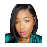 Flowerseason Hair Short Bob Wig Human Hair Lace Front Wigs Glueless Cap Silky Straight Wigs with Baby Hair 10A Grade Natural Color 130% Density 12 Inch