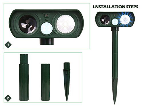 Dog Repellent, Outdoor Solar Powered and Weatherproof Ultrasonic Dog/Cat/Mosquito Repeller … (Upgrade)