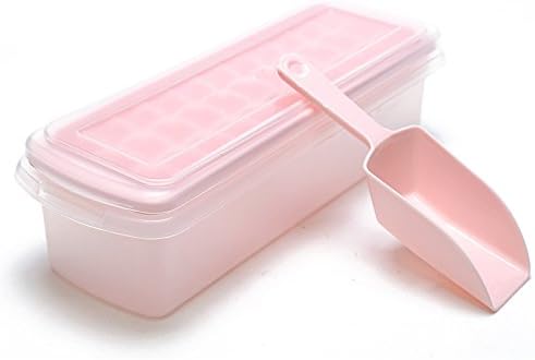 Papi Cool Mini Ice Cube Tray With Removable Cover, Ice Scoop, Preservation Box, 33 cubes, Multi Color (pink)