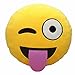 LI&HI 32cm Emoji Smiley Emoticon Yellow Round Cushion Pillow Stuffed Plush Soft Toy (Tongue)