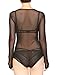 May&Maya Women's Sexy Sheer Mesh Long Sleeve Bodysuit (M, Black)