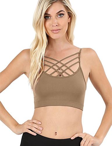 Meilleur Mode Women's Criss-Cross Front Seamless Triple Bralette Sports Bra