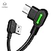 Mirco USB 90 Degree Right Angle Elbow Design Game LED Nylon Braided Sync Charge USB Data 6FT/1.8M Cable Compatible Samsung Galaxy S7/S7 Edge, Nexus, Motorola, and More