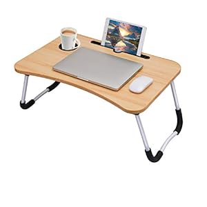 Laptop-Bed-TablePortable-Lap-DeskNotebook-Stand-Reading-HolderNotebook-Table-Dorm-Desk-with-Foldable-Legs-Cup-Slotfor-Eating-BreakfastReadingWatching-Movie-on-BedSofa60-x-40cm-Brown Laptop Bed Table,Portable Lap Desk,Notebook Stand Reading Holder,Notebook Table Dorm Desk with Foldable Legs & Cup Slot…