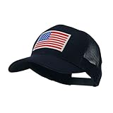 6 Panel Mesh American Flag White Patch Cap - Navy OSFM