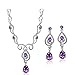 Neoglory Purple Cubic Zirconia Teardrop Jewelry Set Necklace Earrings Wedding Bridal Women Jewelry embellished with Crystals from Swarovski