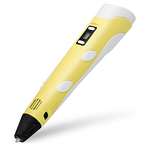 KSRplayer Upgraded Version ABS Filament Auto In/Out 3D Drawing Printing Magicpen Pen V2.0 With LED Free Filament For Children Printing Artist Drawing Doodler Automatic Feed /Out (Yellow)