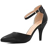 Allegra K Woman Pointed Toe Stiletto Heel Ankle Strap Pumps