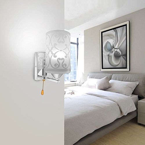 Elitlife Elegant style Modern Wall Light Lamp Pattern Indoor energy saving for Bedside Lamp/Stair Lamp/Wall Sconce/Living Room witn Pull line switch & 3W warm light bulb (Cool White)